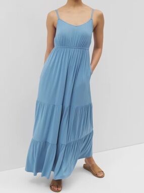 Soma Rio Maxi Bra Dress Size Medium Soft Jersey Tiered Flowy Beachy Sleeveless